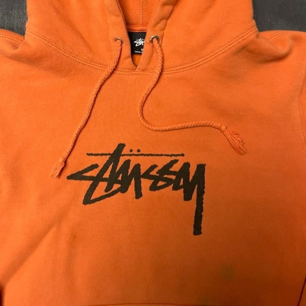 Big Logo Pullover Hoodie Men Medium Orange Stussy - Picture 3 of 11